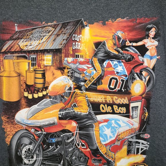 Mac McAdams Shirt LARGE Short Sleeve Graphic t GRAY Motorcycle Racing Cooters A4 - Picture 5 of 6